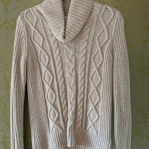 Cream turtle neck knit sweater